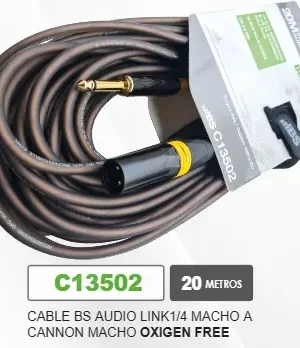 CABLE BESSER SOUND C13502 LINK DE 1/4 MACHO A CANON MACHO 20 METROS LIBRE DE OXIGENO